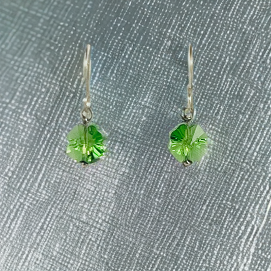 Green Crystal Clover Earrings