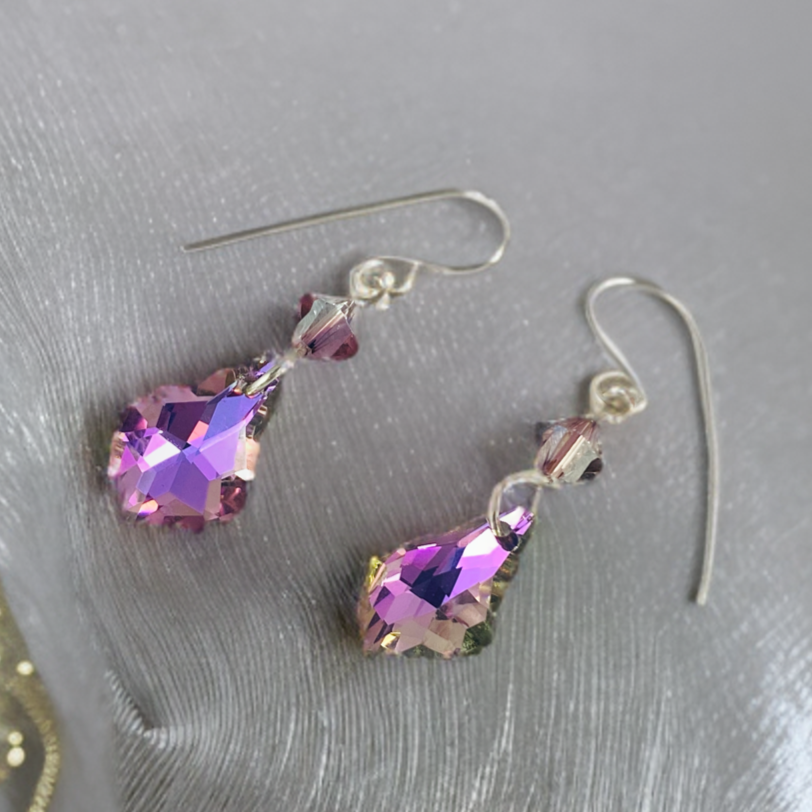 Lilac Baroque Crystal Earrings