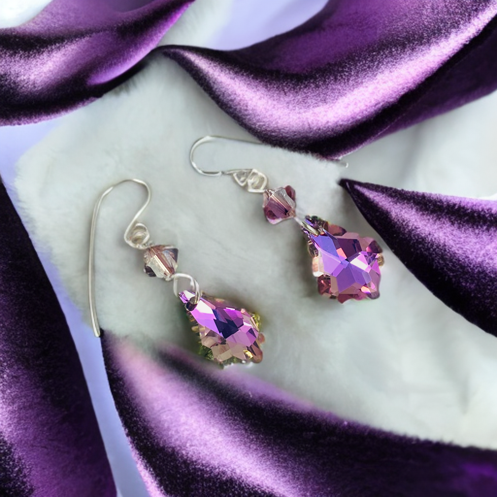 Lilac Baroque Crystal Earrings