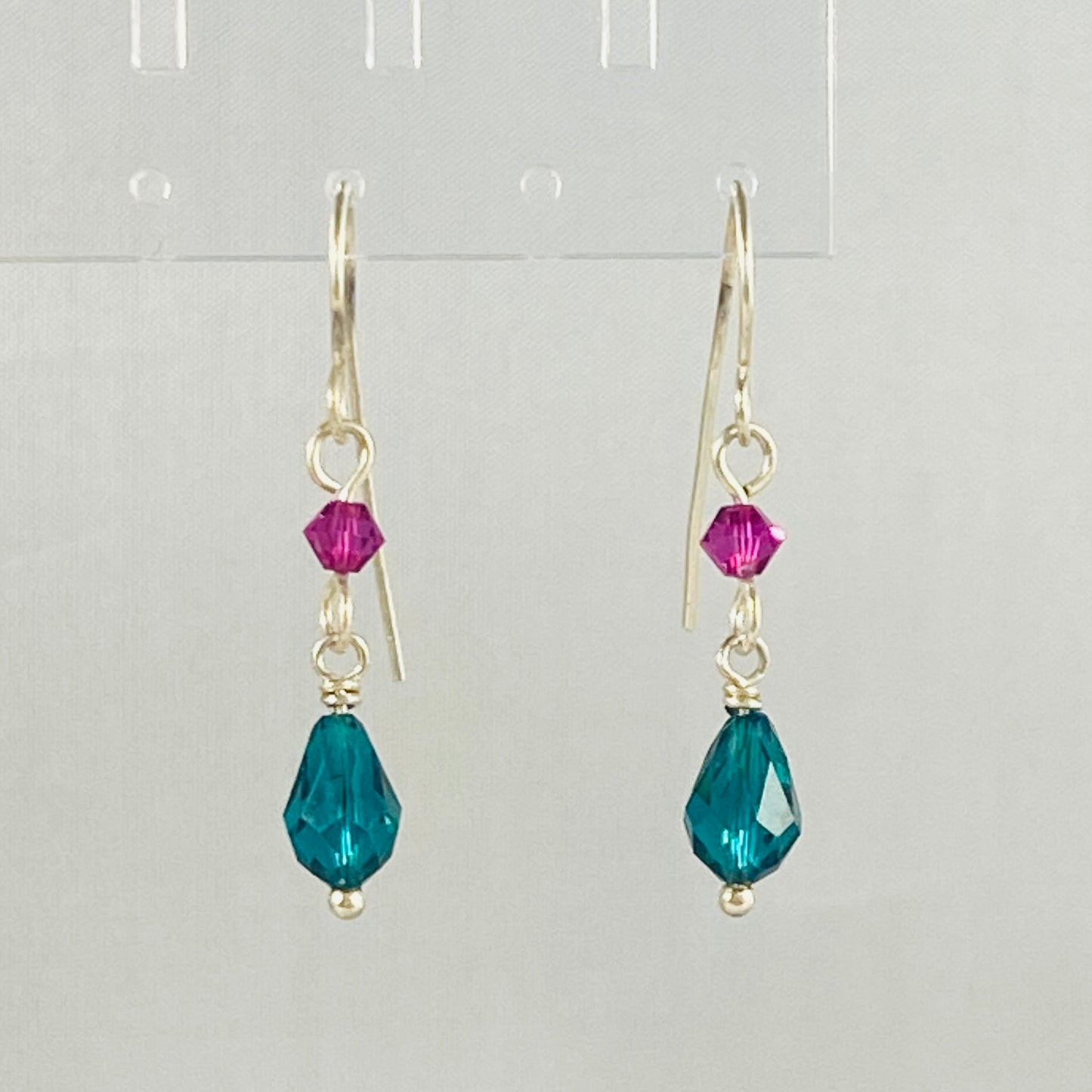 Emerald and fuchsia earrings