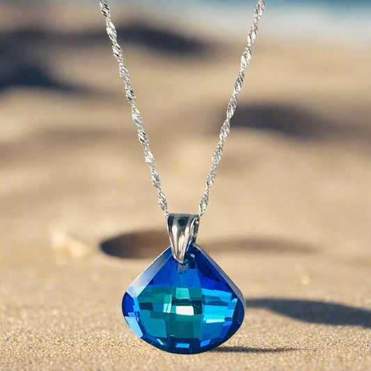 Blue Crystal Shell Necklace