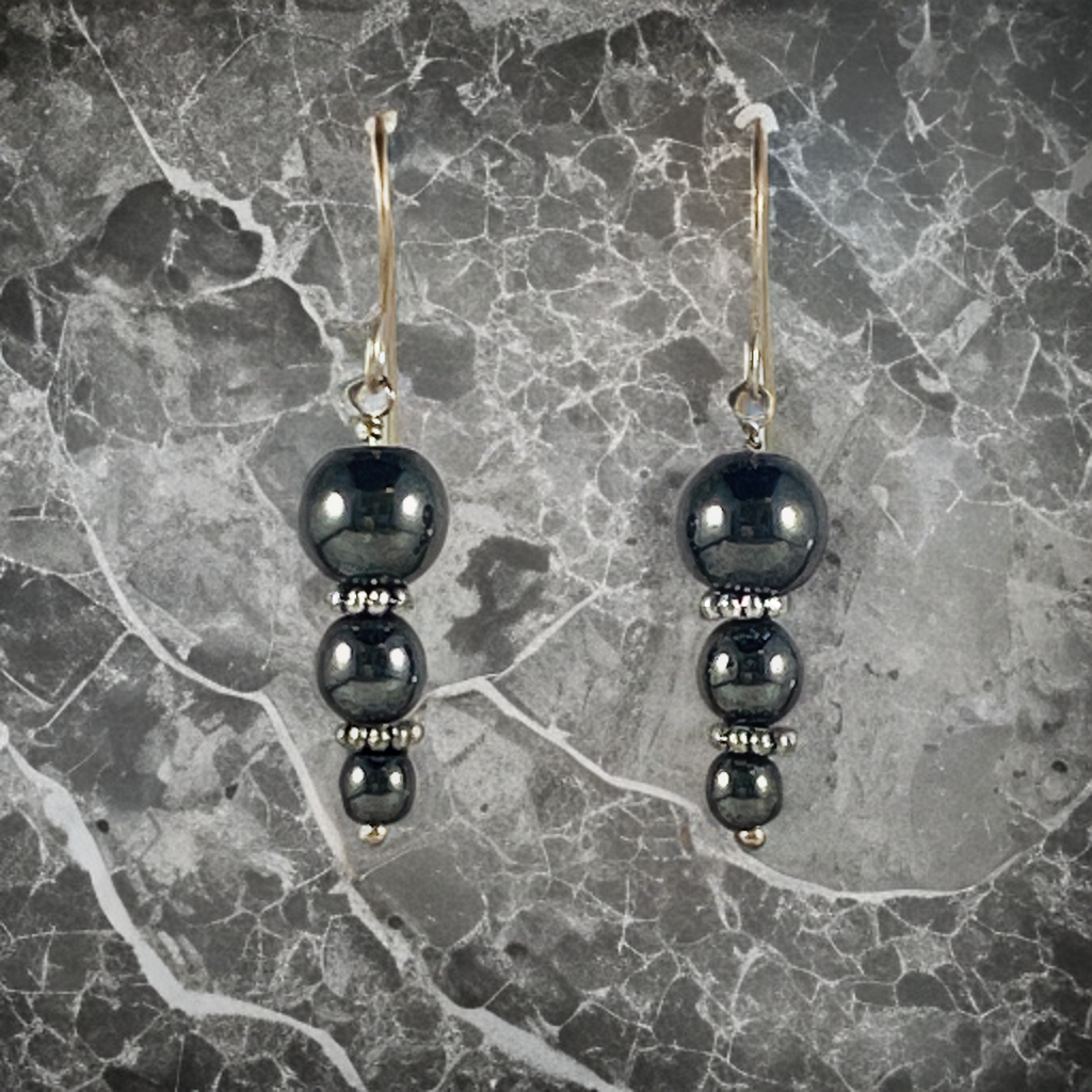 Hematite sphere earrings