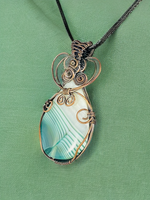 Banded Agate Copper Wire Wrapped Pendant