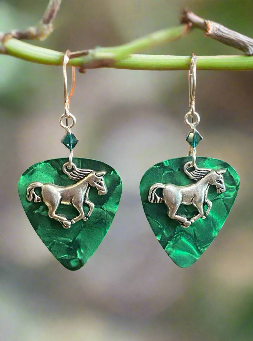 Green Horse Pick Earrings