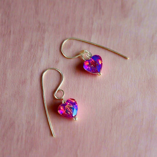 Crystal Candy Apple Heart Earrings