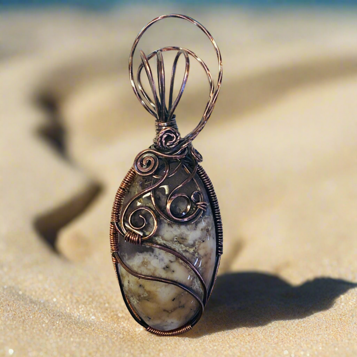 Copper Wire Wrapped Dendrite Opal