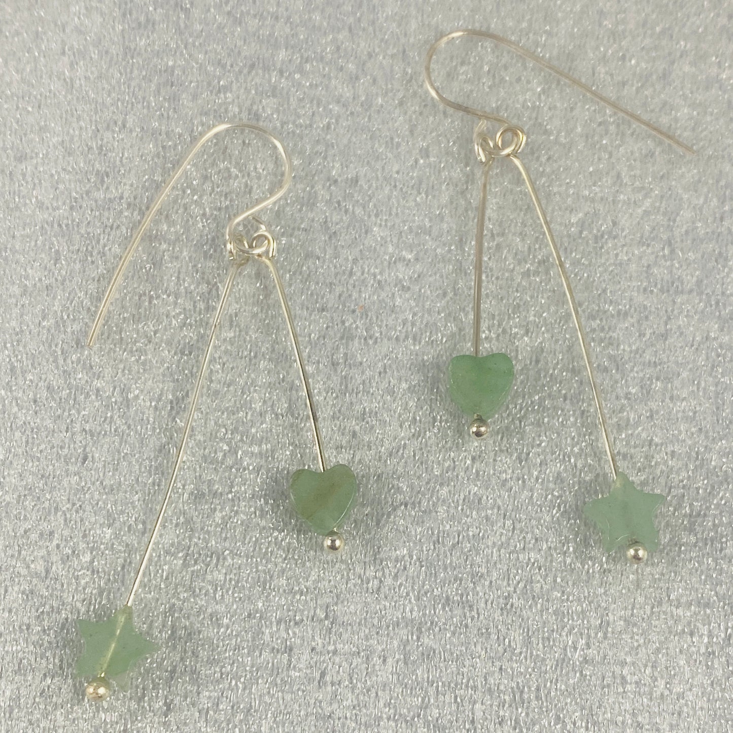 Aventurine Stars and Hearts Earrings