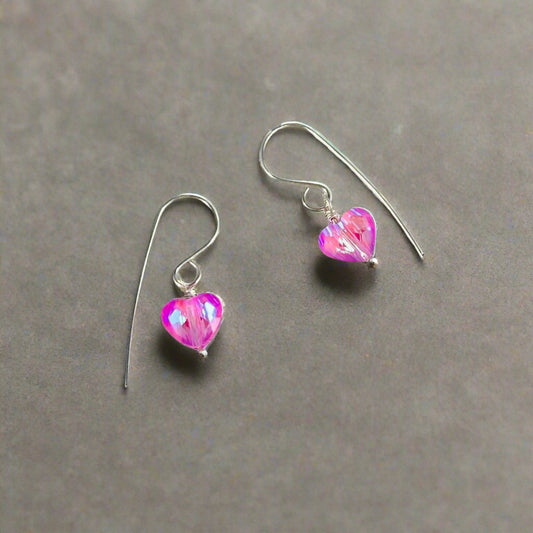 Crystal Cotton Candy Heart Earrings