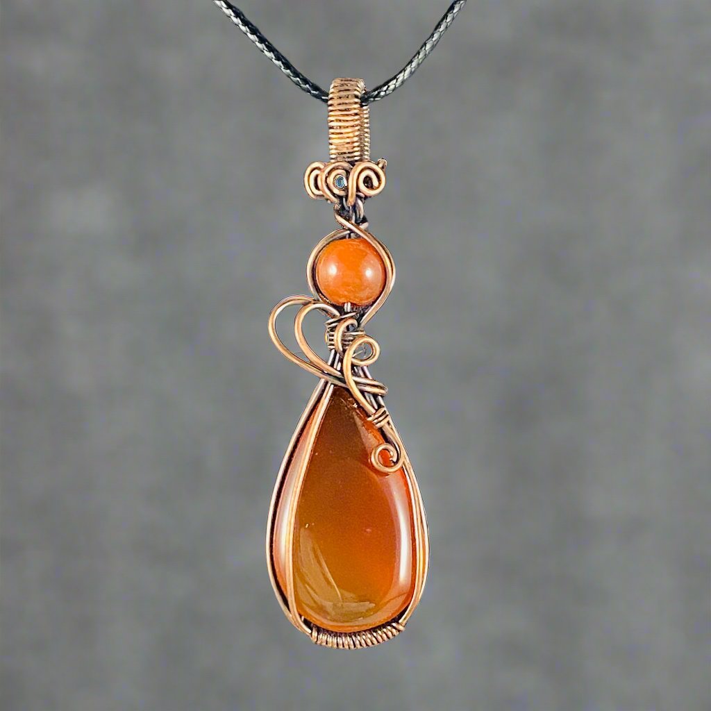 Copper Wire Wrapped Red Onyx