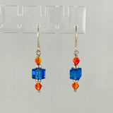 Orange and Blue Crystal Earrings