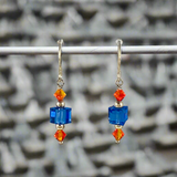 Orange and Blue Crystal Earrings