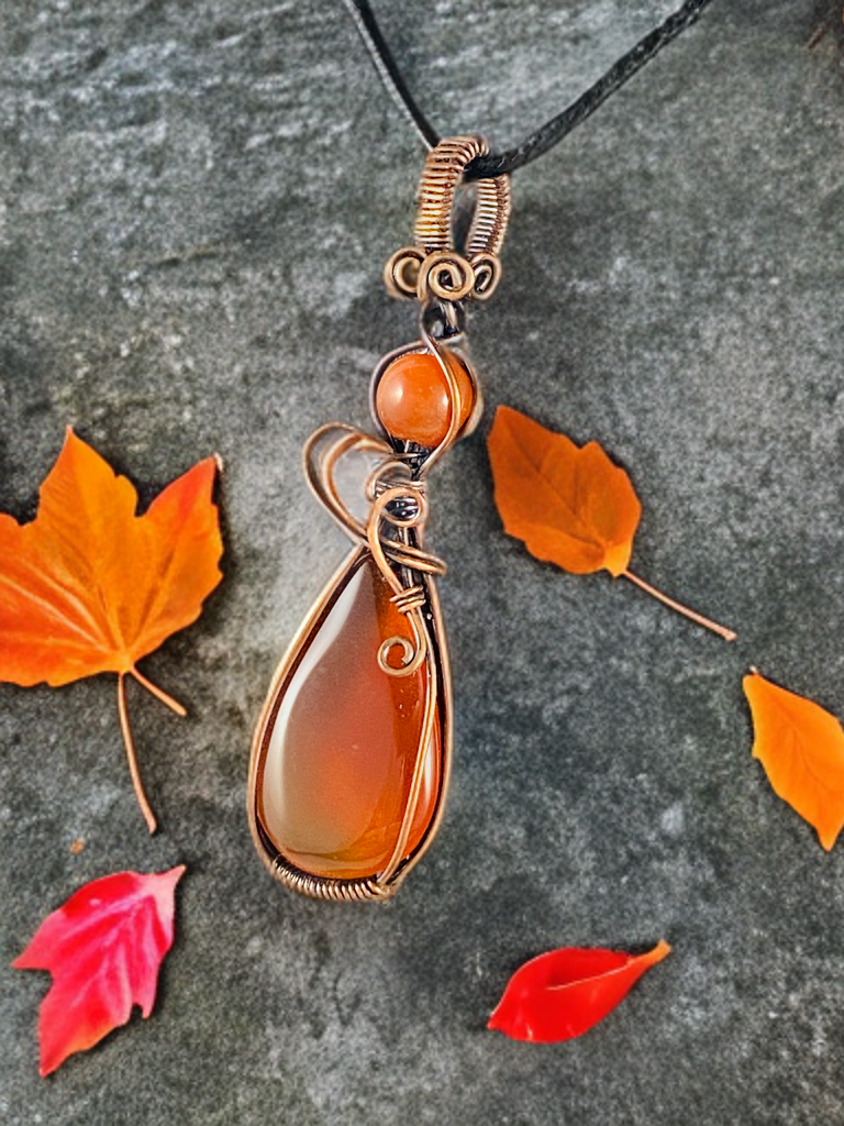 Copper Wire Wrapped Red Onyx