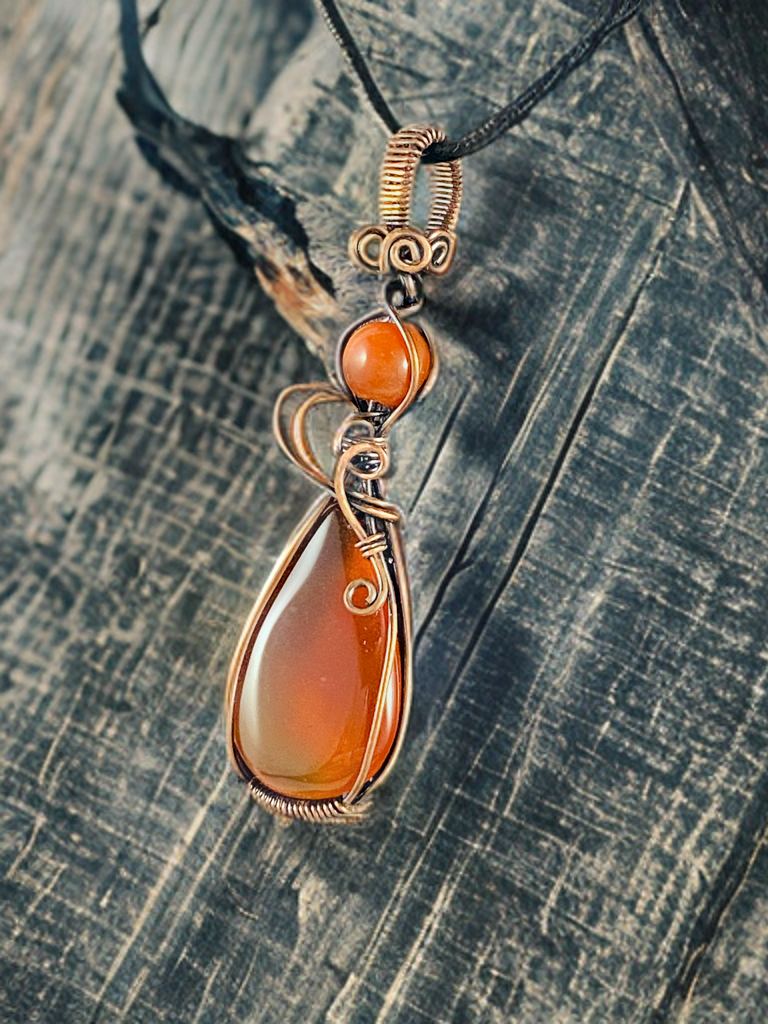 Copper Wire Wrapped Red Onyx