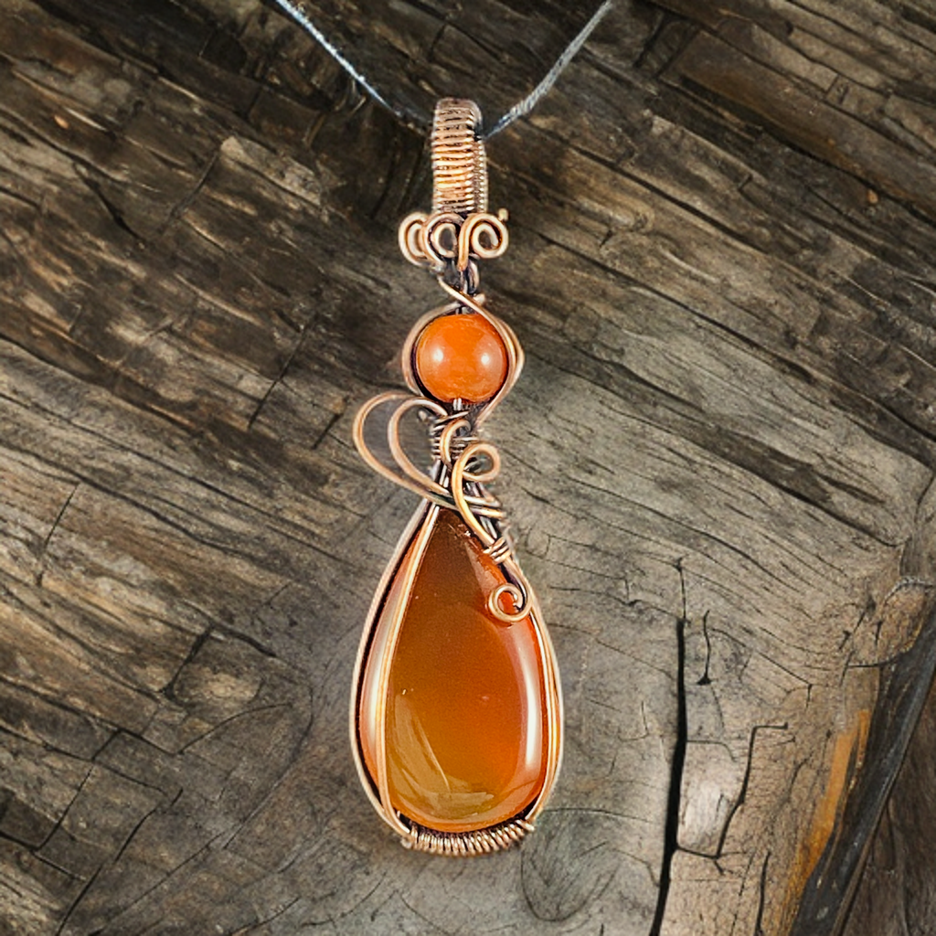 Copper Wire Wrapped Red Onyx