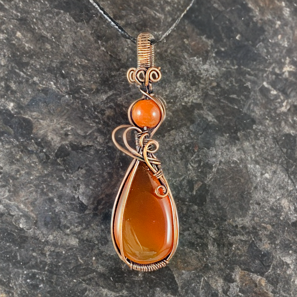 Copper Wire Wrapped Red Onyx