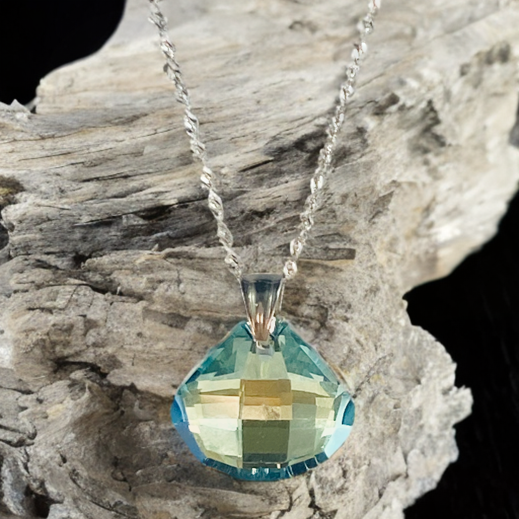 Aqua Crystal Shell Necklace