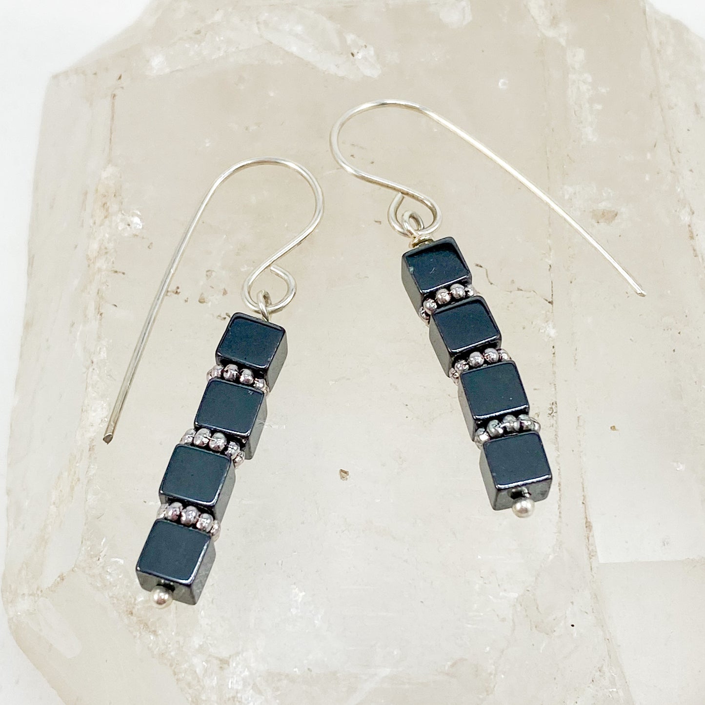 Hematite Cube Earrings