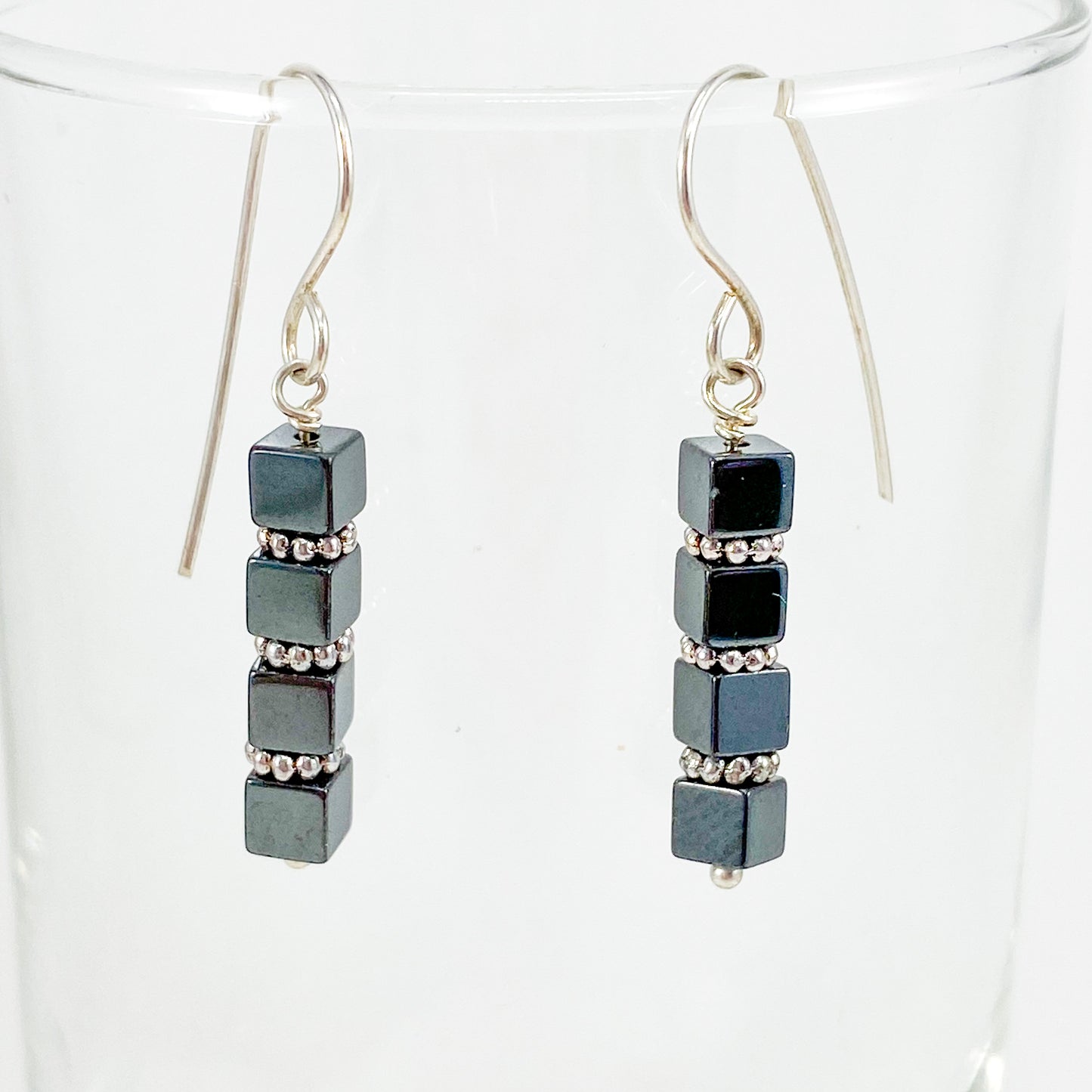 Hematite Cube Earrings