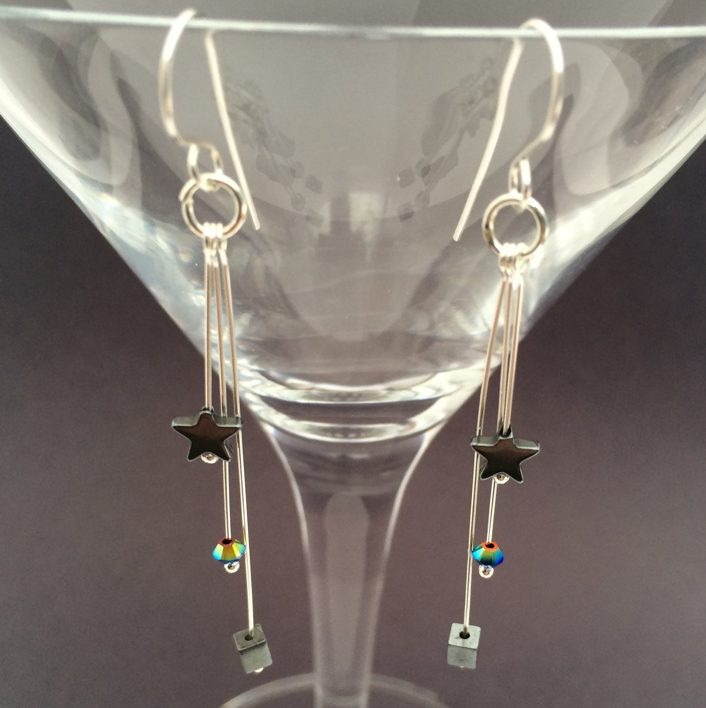 Northern Lights and Hematite Earrings - Giulian Lyn