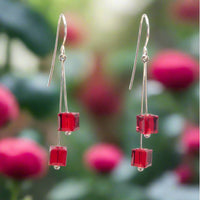 Red Cube Crystal Earrings - Giulian Lyn