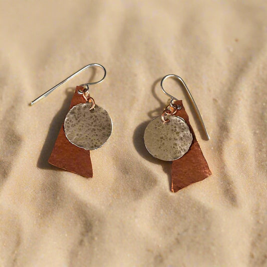 Silver and copper earrings