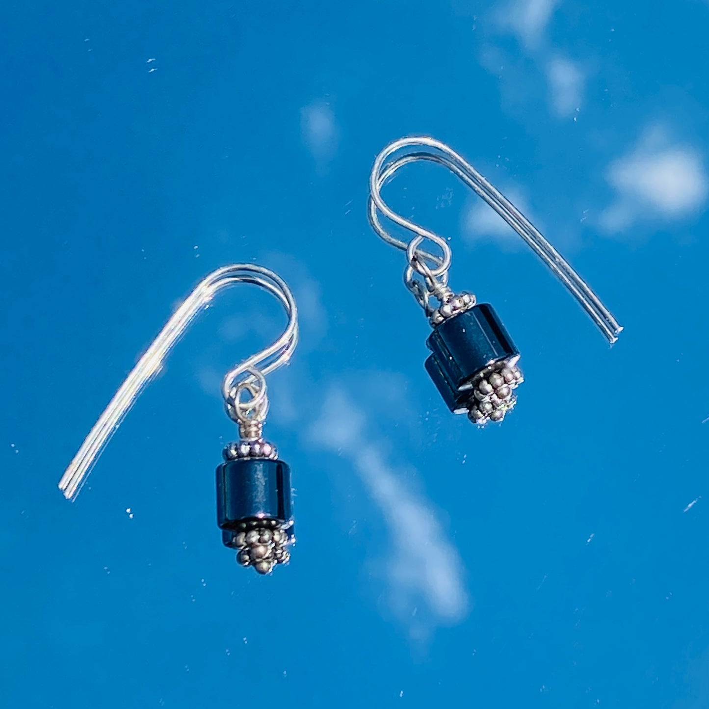 Hematite Barrel Earrings Short