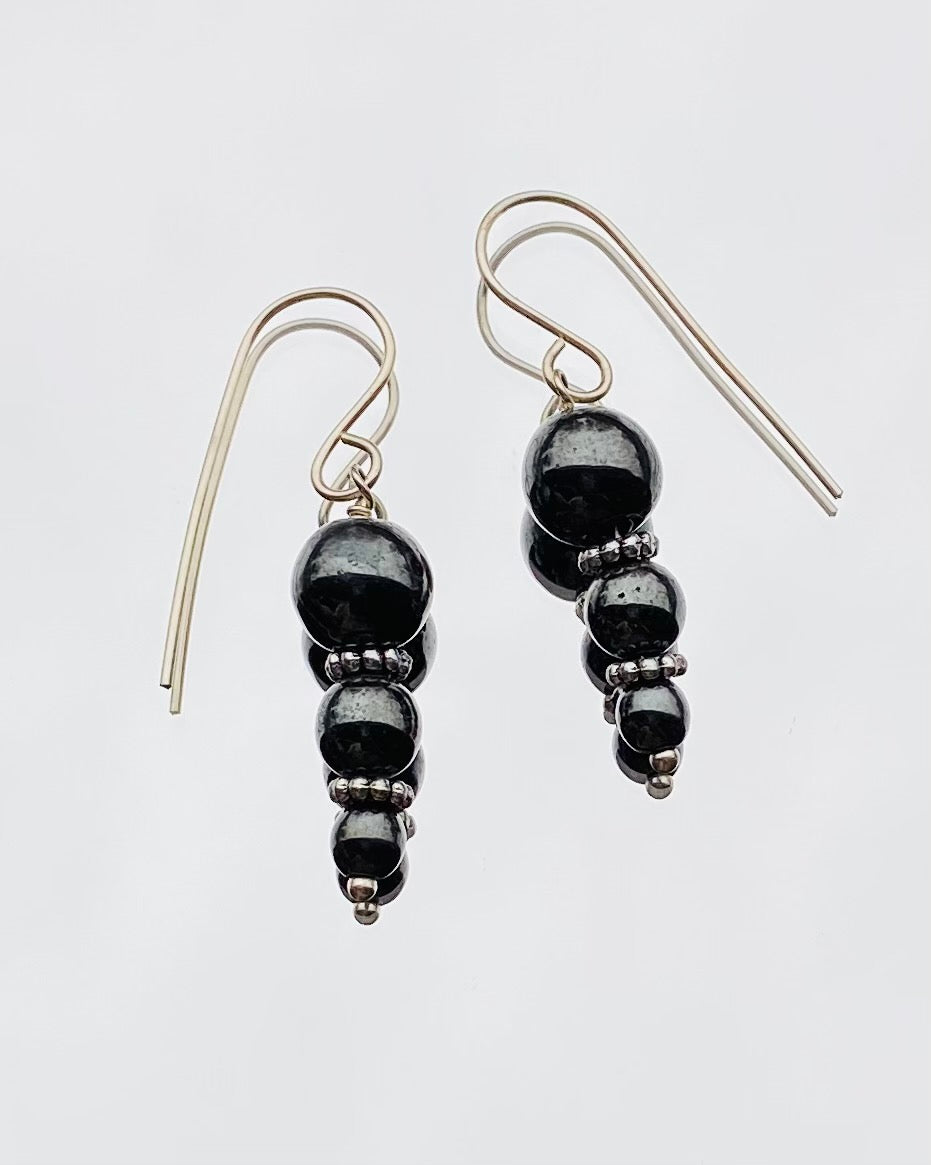 Hematite sphere earrings